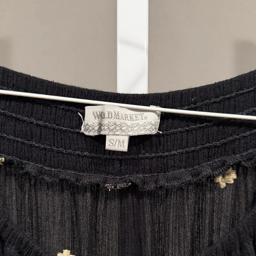 World Market Black Off-the-Shoulder Maxi Dress with Gold Embroidery - Picture 2 of 10